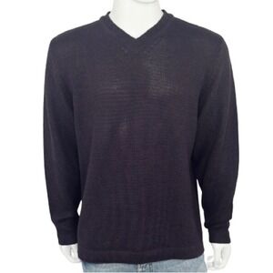 Allen Solly Men's V Neck Knit Sweater Large Wool Blend Burgundy